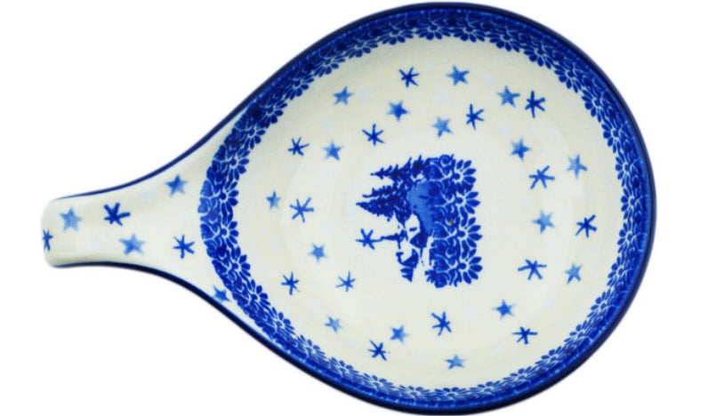 Ceramika Artystyczna Polish Pottery, Blue Winter, Condiment Dish/Spoon Rest