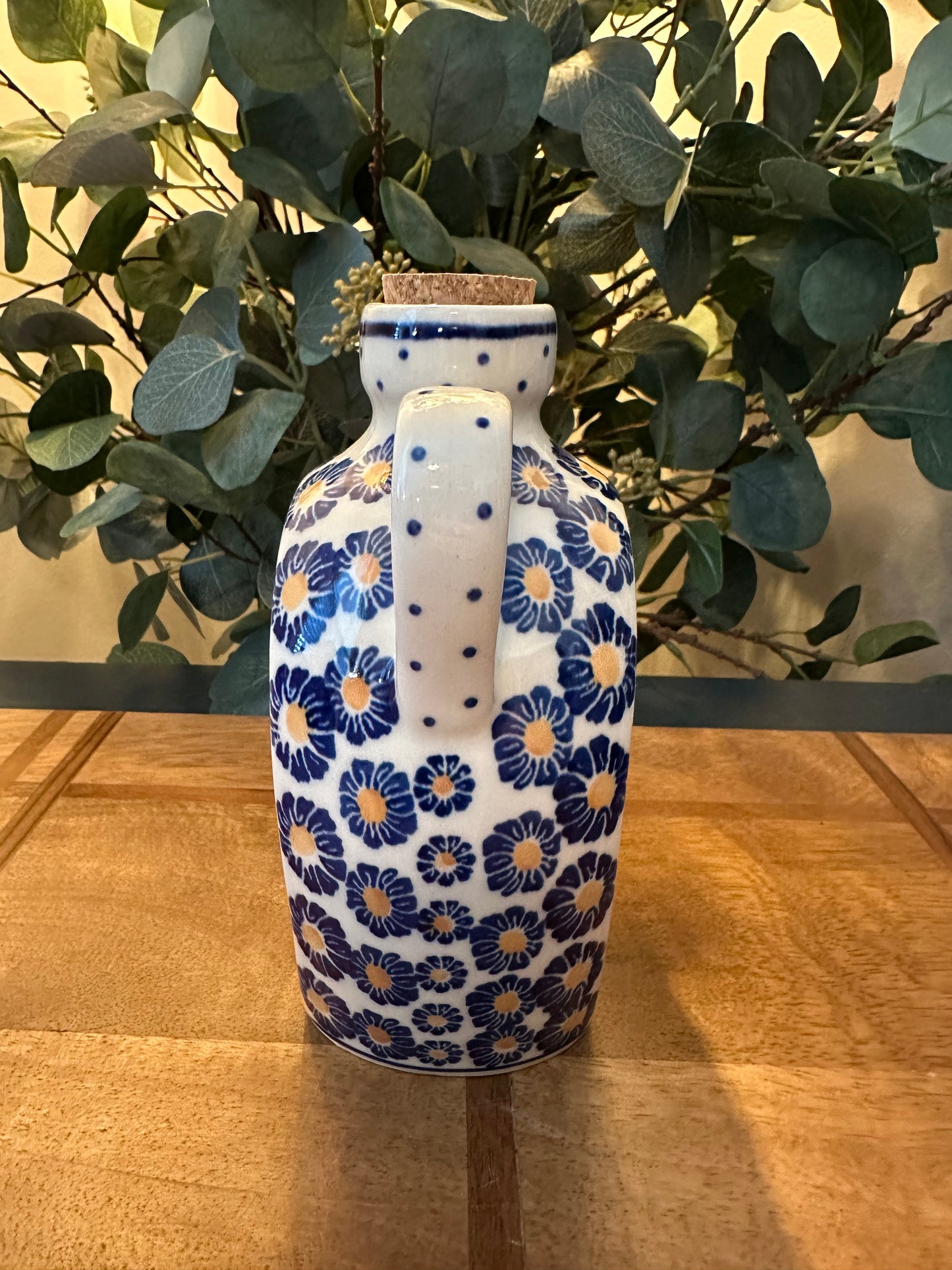 Ceramika Artystyczna Polish Pottery, Blue Zinnia, Bottle