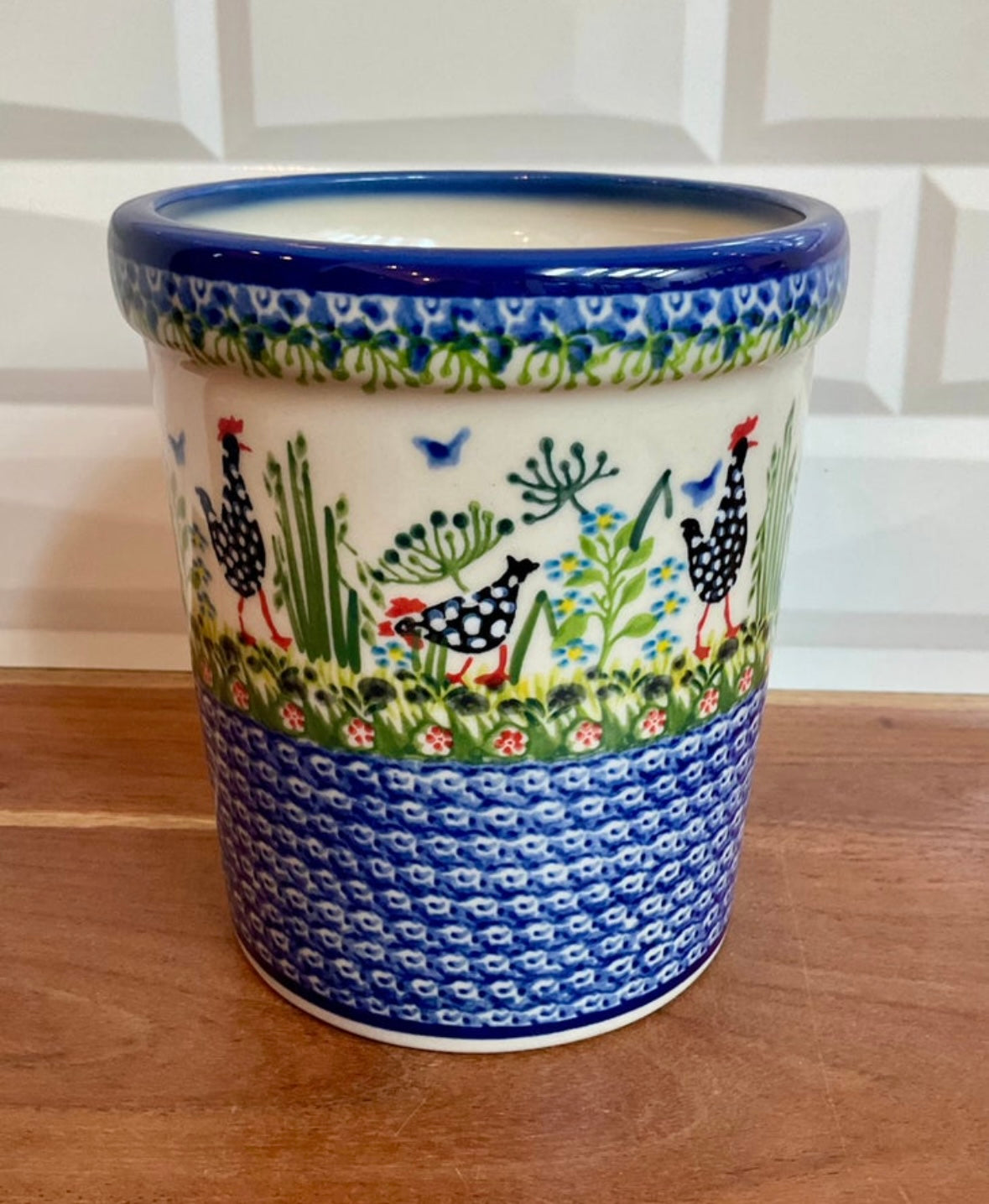 Kalich Polish Pottery, Black Chicken, Utensil Holder