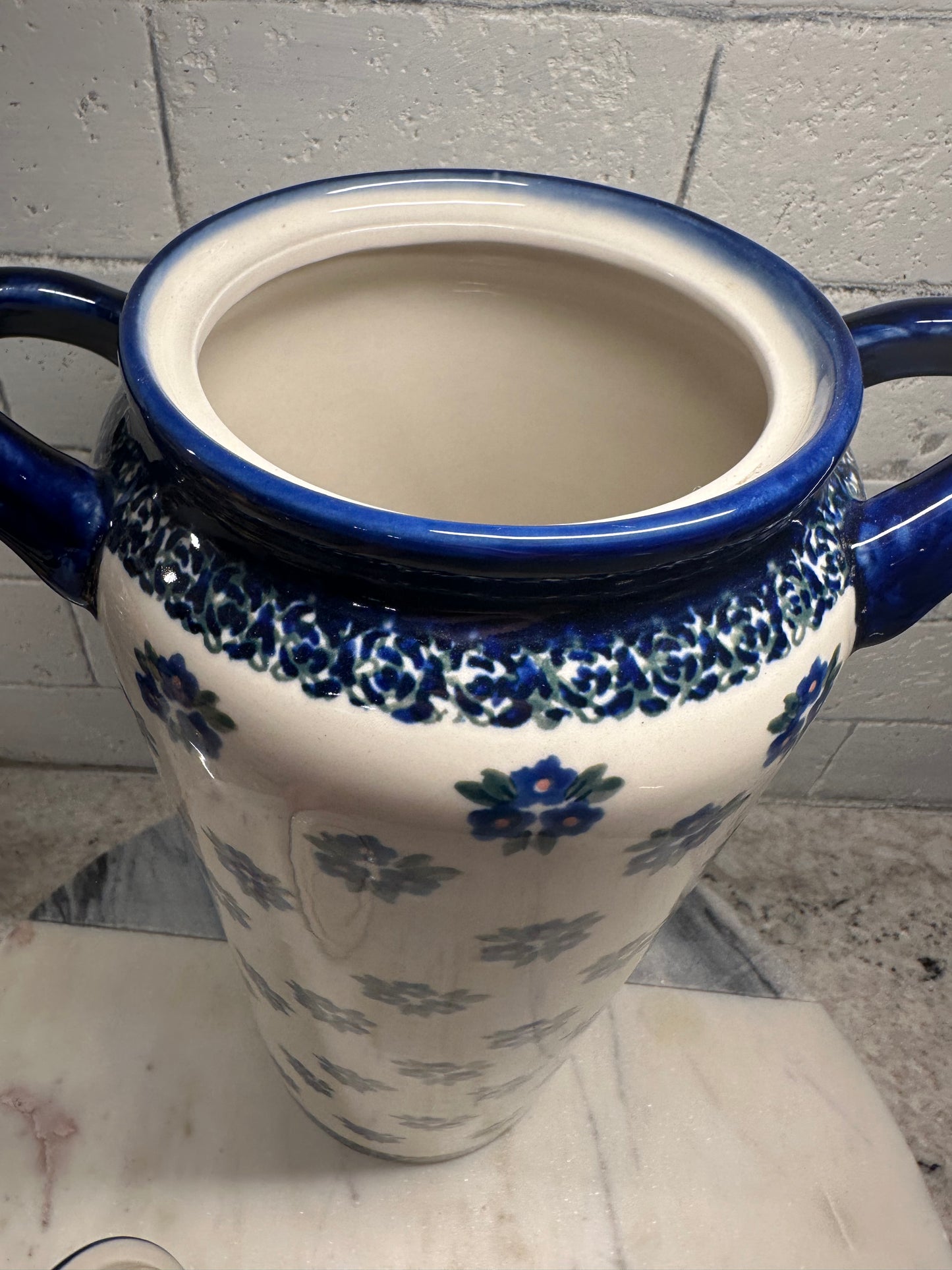 Zaklady Polish Pottery, Preowned Jar/Canister/Container with Lid and Handles, 14" Tall