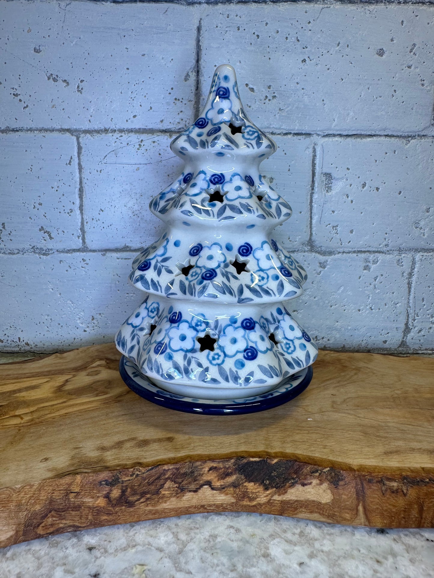 Ceramika Artystyczna Polish Pottery, Bright Day, Christmas Tree Luminary 6"
