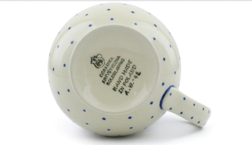 Ceramika Artystyczna Polish Pottery, Blue Zinnia, Bubble Mug