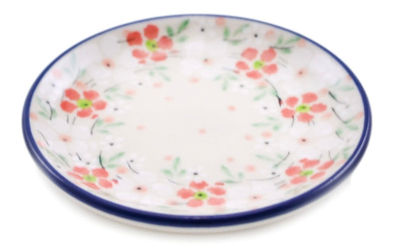 Ceramika Artystyczna Polish Pottery, Blushing Blooms, Mini Plate/Coaster