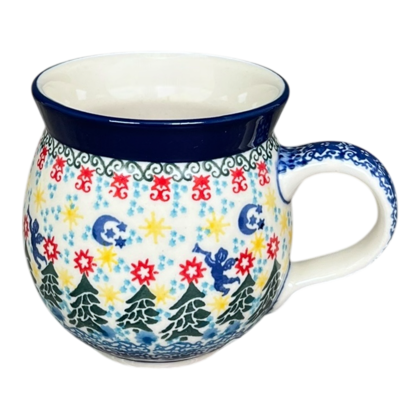 Mug, Belly Mug, 12 oz Medium in "Silent Night" by Ceramika Artystyczna