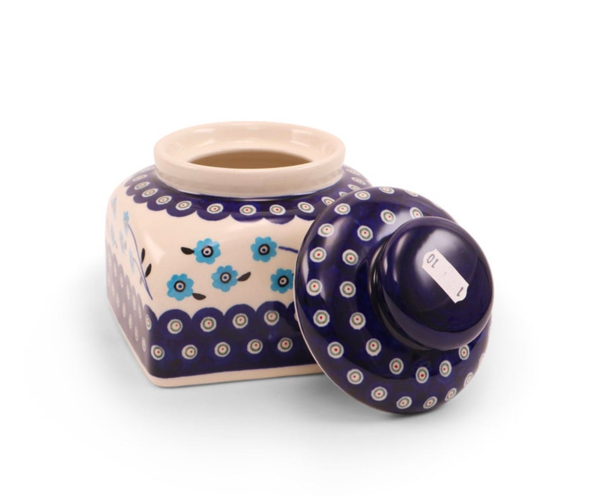 Zaklady Polish Pottery, Forget Me Not, Container with Lid