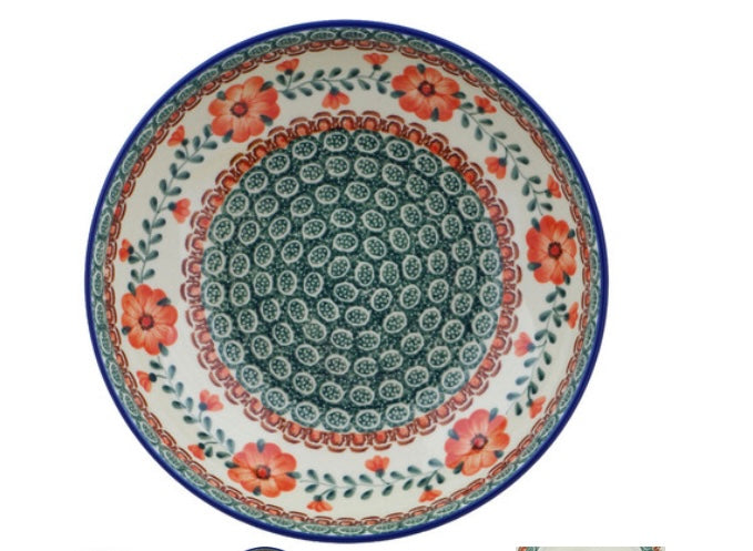 Ceramika Artystyczna Polish Pottery, Radiant Green Meadow, Pasta Bowl
