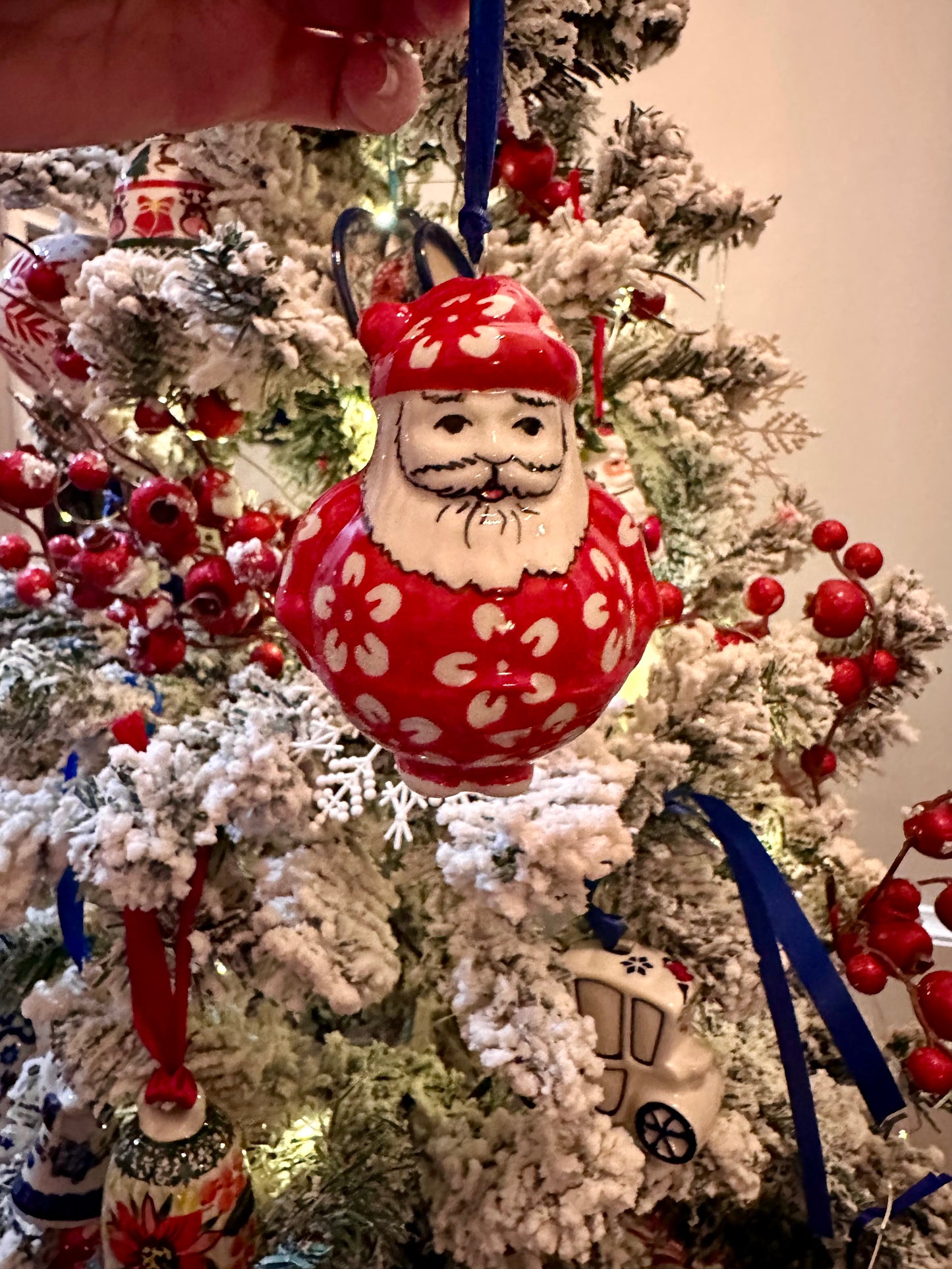 Manufaktura Red Blossom Santa Ornament