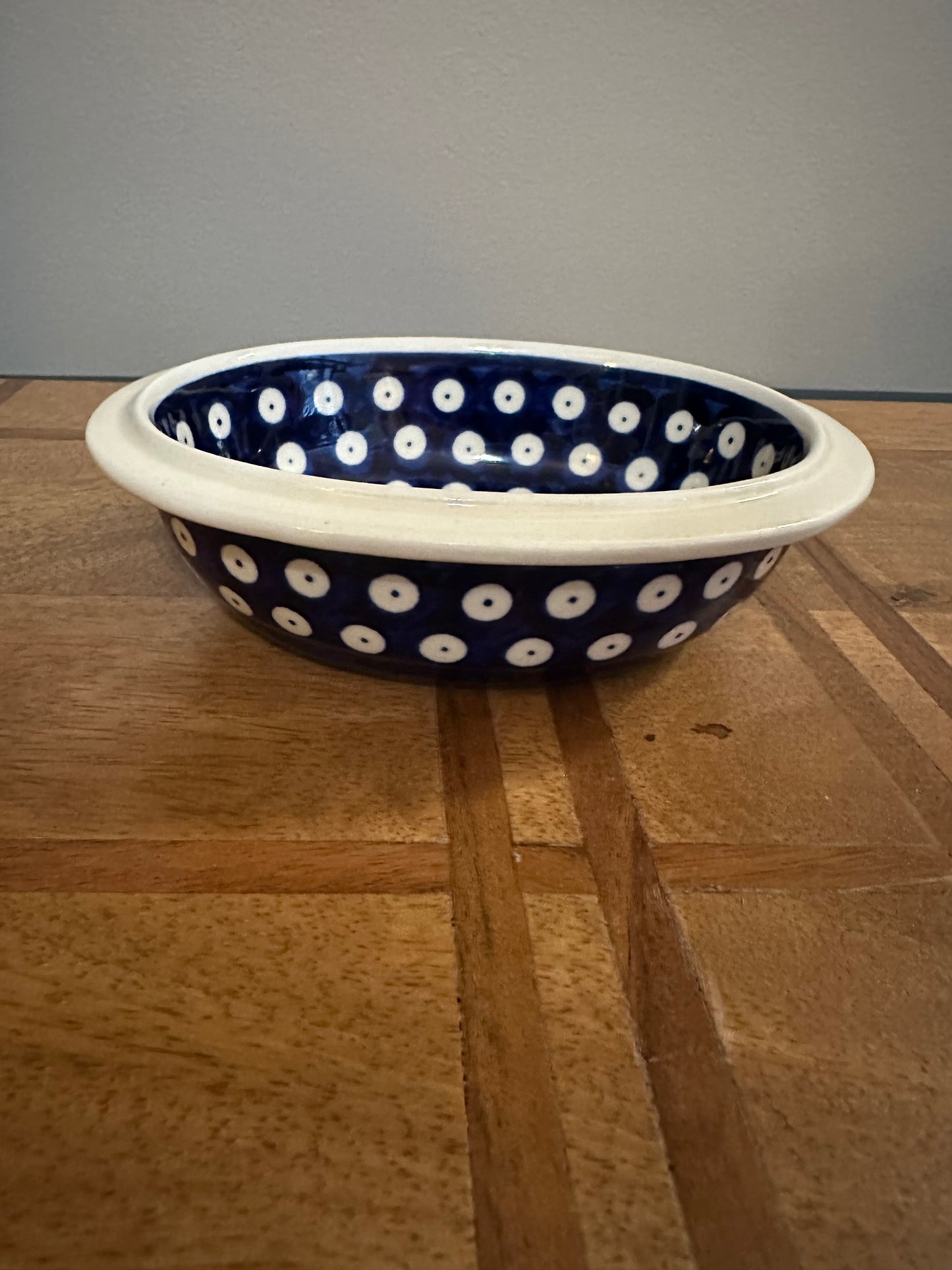 Zaklady Polish Pottery Traditional, Owls Eye Small Oval Bowl