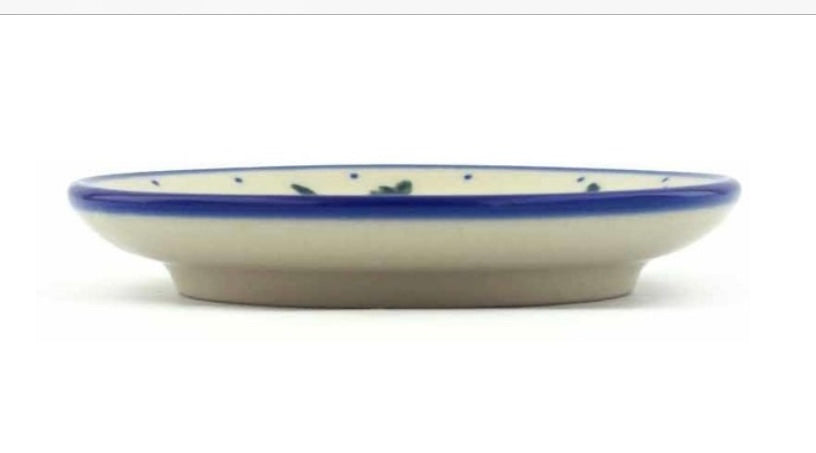 Ceramika Artystyczna Polish Pottery, Blue Rose, Mini Plate/Coaster
