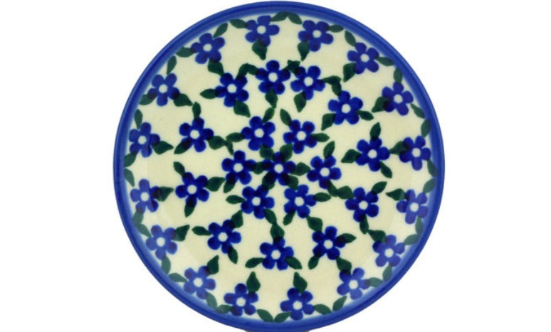 Ceramika Artystyczna Polish Pottery, Blue Mandala, Mini Plate/Coaster