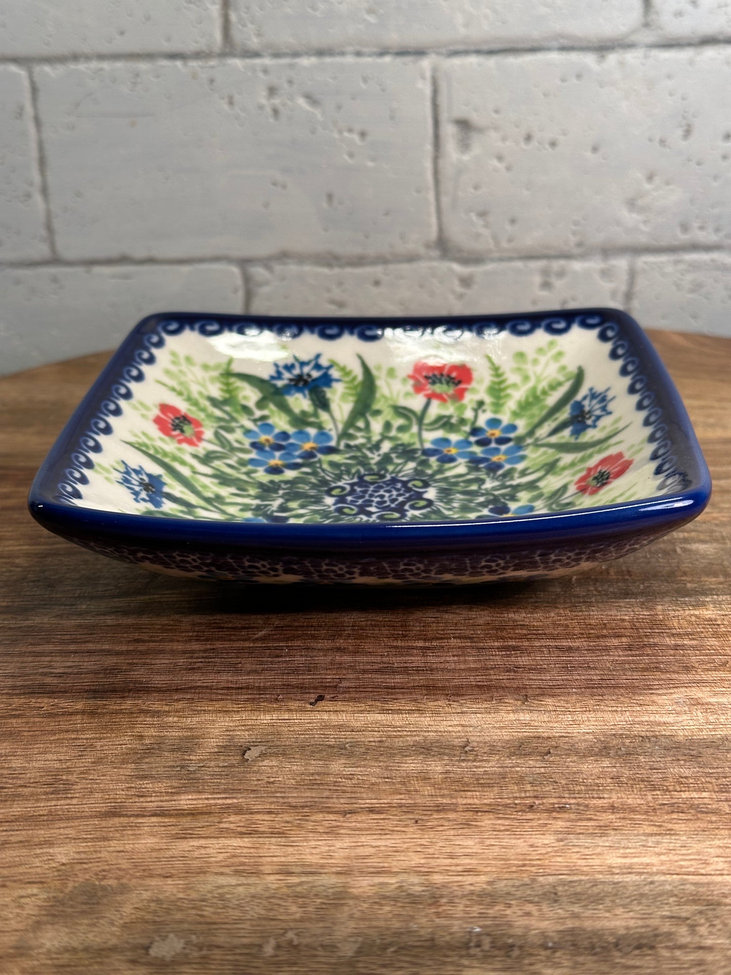 Kalich Polish Pottery,Art Level 1, Summer Blast, Square Bowl