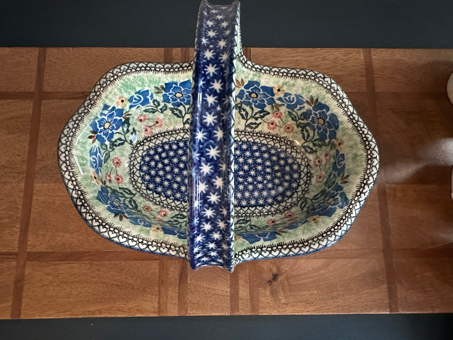 Ceramika Artystyczna Polish Pottery, Preowned, Limited Edition "Presence of Love" Unikat Basket