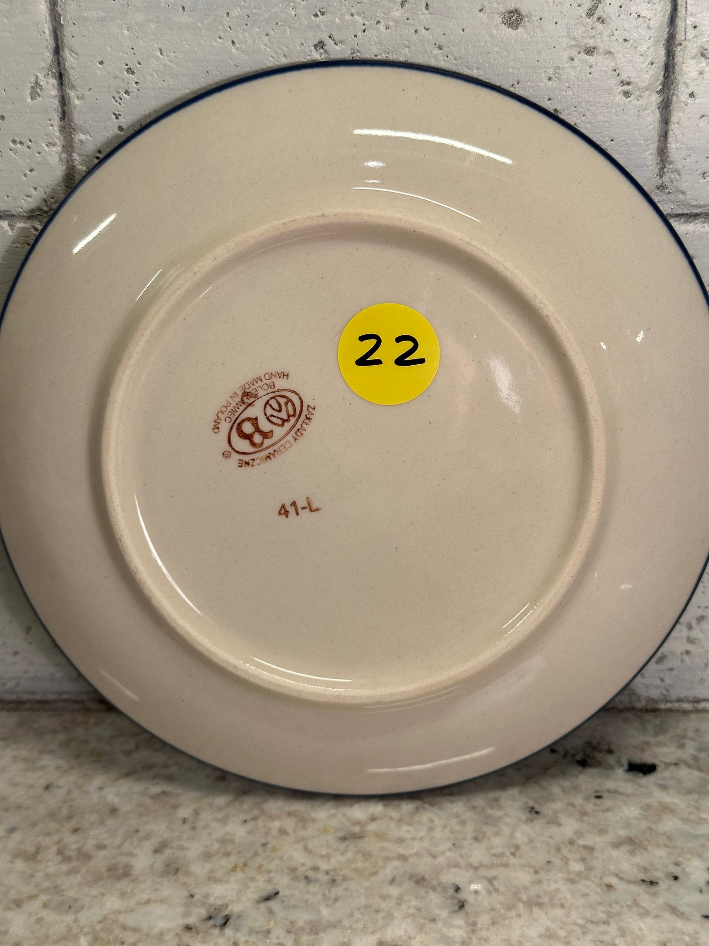 Zaklady Polish Pottery, Red Floral, Dessert Plate