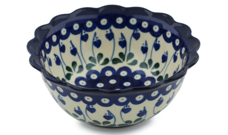 Ceramika Artystyczna Polish Pottery, Bleeding Heart, Scalloped Bowl