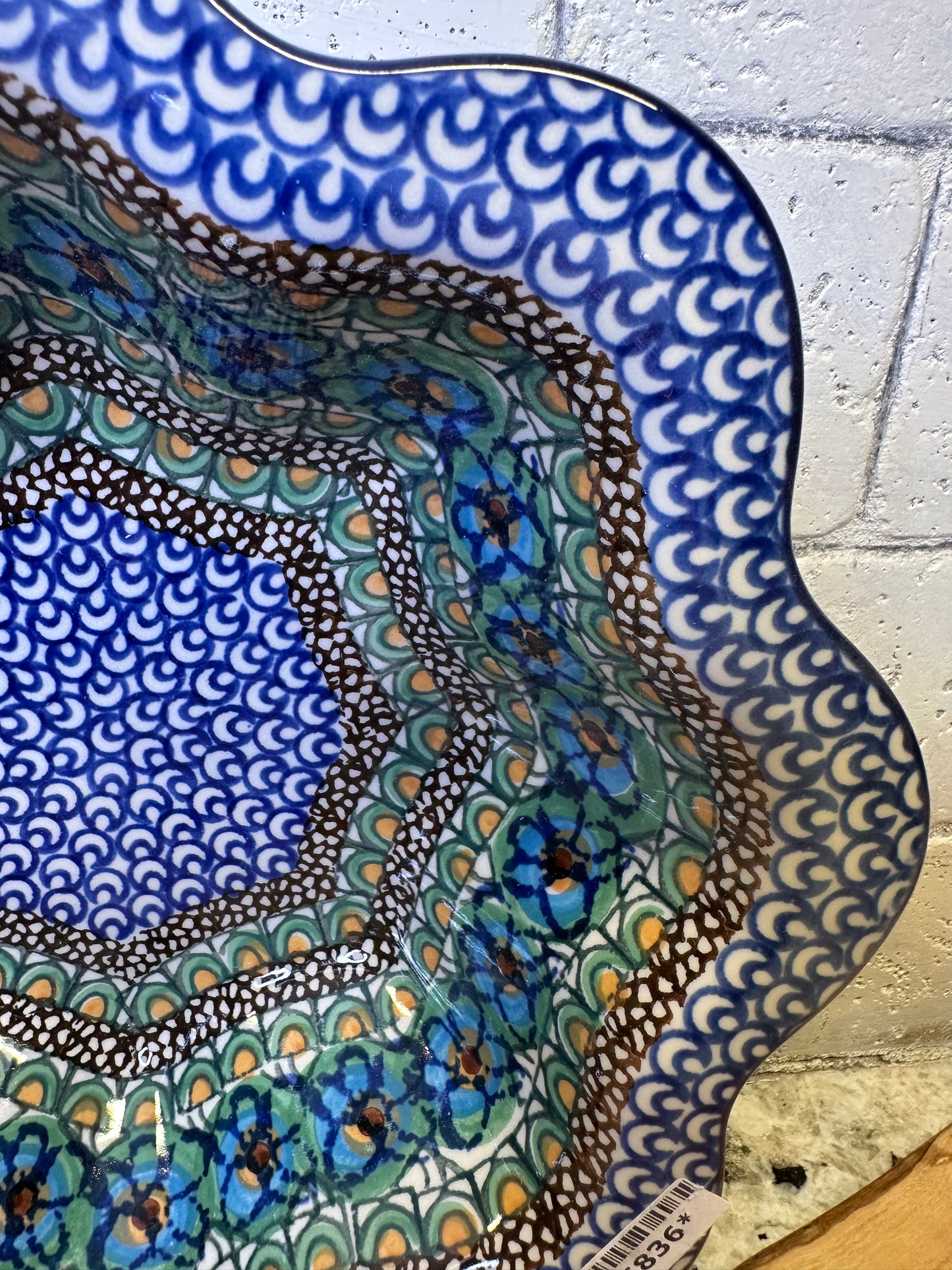 Ceramika Artystyczna Polish Pottery, Unikat Mardi Gras, Scalloped Bowl, 10"