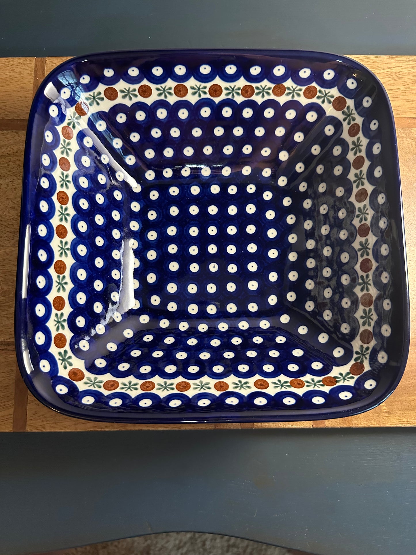 Ceramika Artystyczna Polish Pottery Traditional Mosquito Large Square Bowl