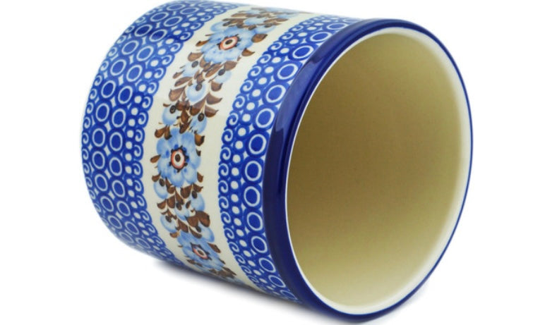 Ceramika Artystyczna Polish Pottery, Unikat Brown & Blue Beauty, Utensil Jar