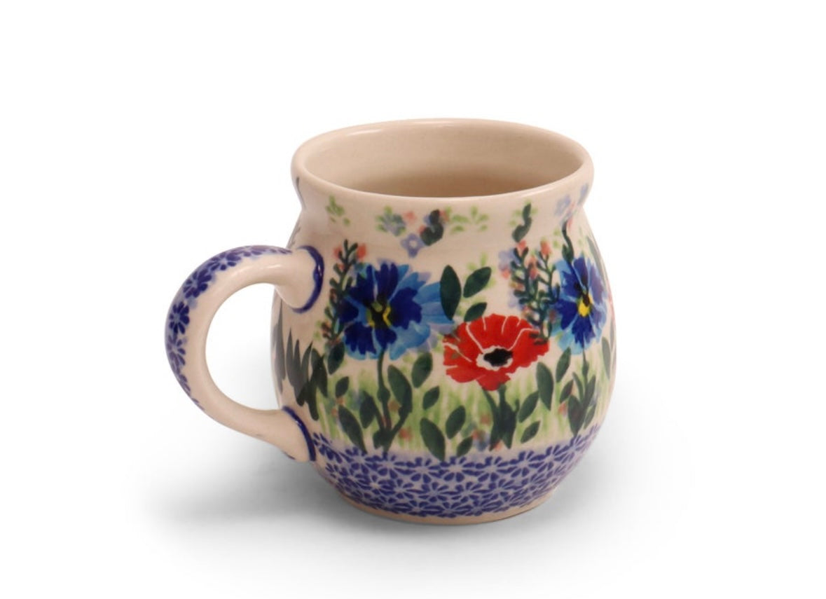 Ceramika Amfora Polish Pottery, Signature Unikat, Maki Cornflower, Belly Mug