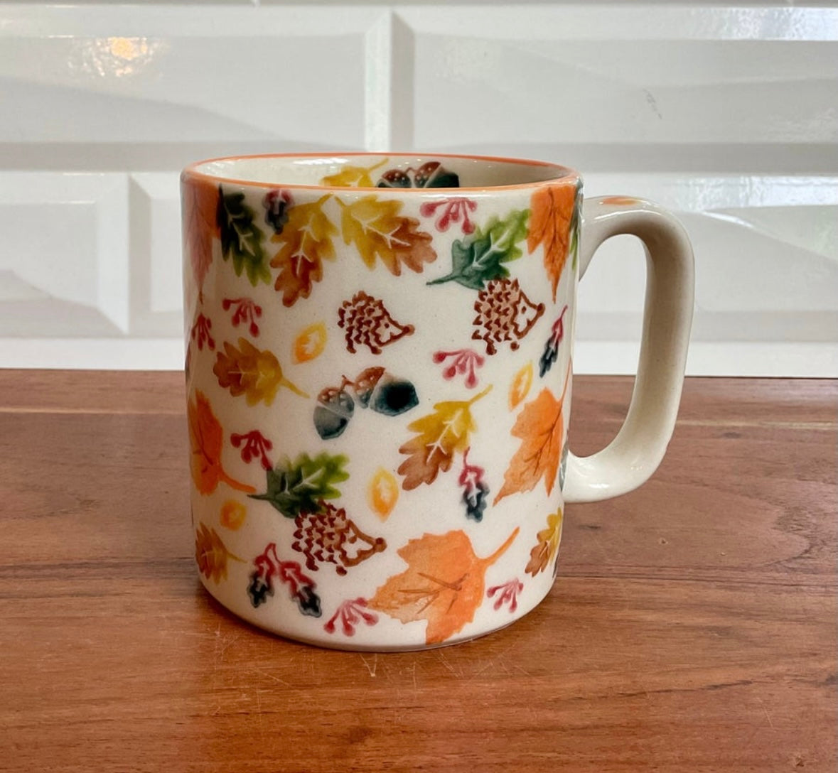 Vena Polish Pottery, Leaves and Hedgehog, Mug