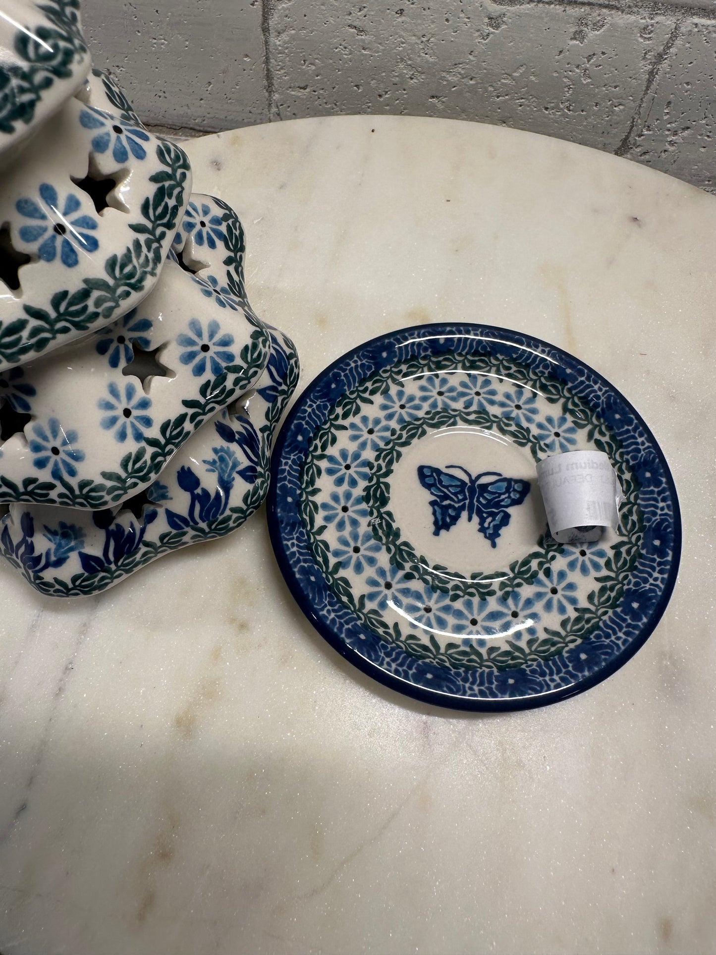 Ceramika Artystyczna Polish Pottery, Butterfly Medium Tree Luminary