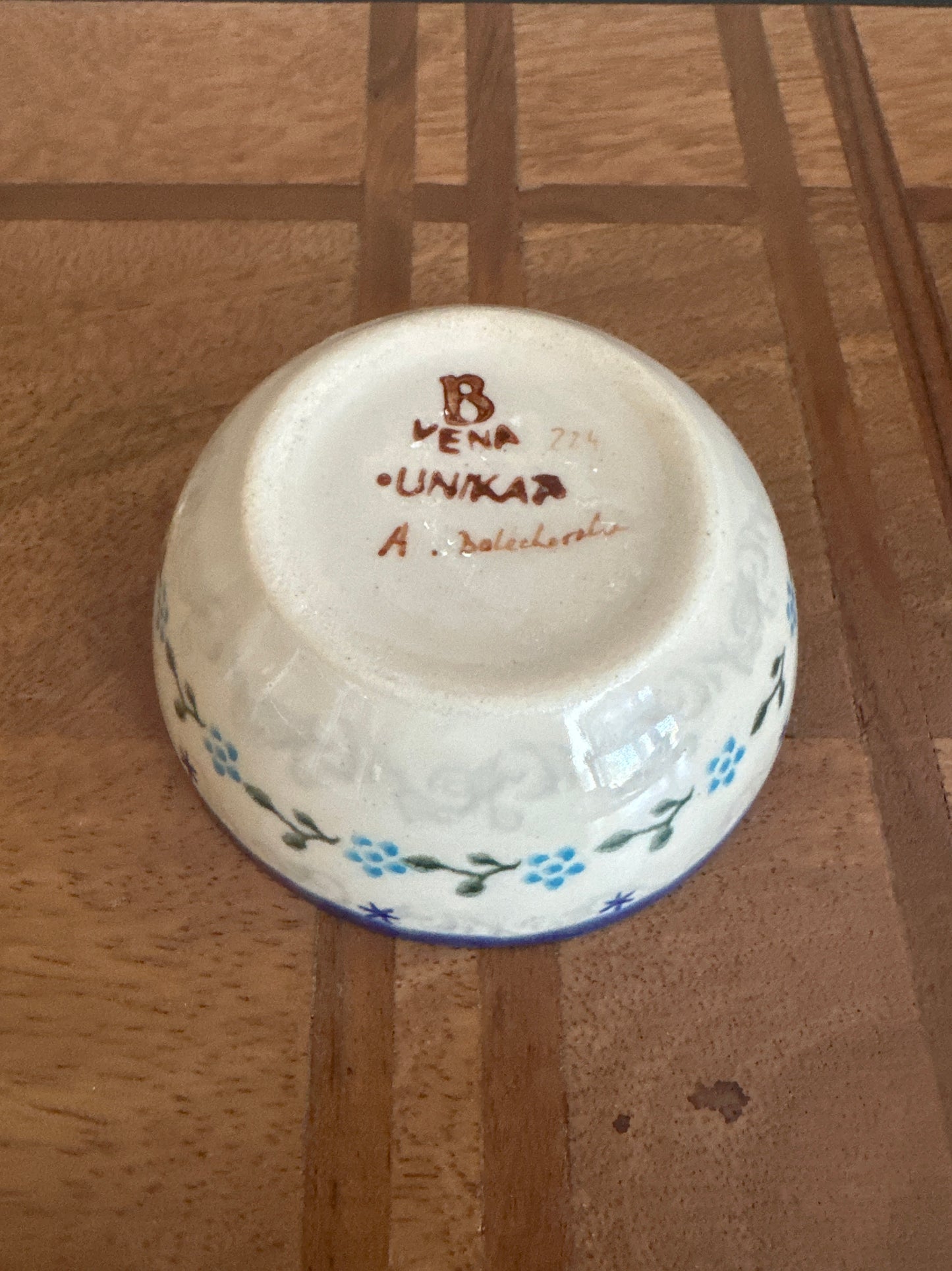 Vena Polish Pottery Blue Garden Dream Medium Dip Bowl