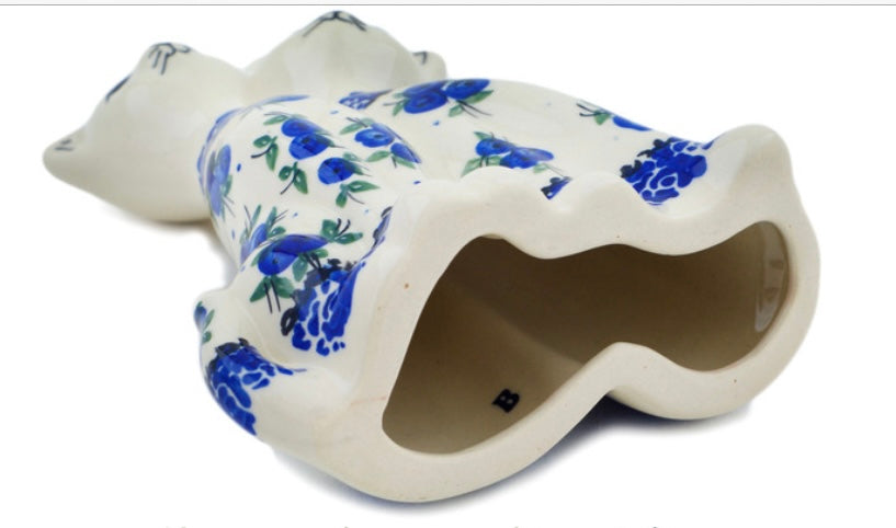 Ceramika Bona Polish Pottery, Lovely Blueberries, Cat Figurine