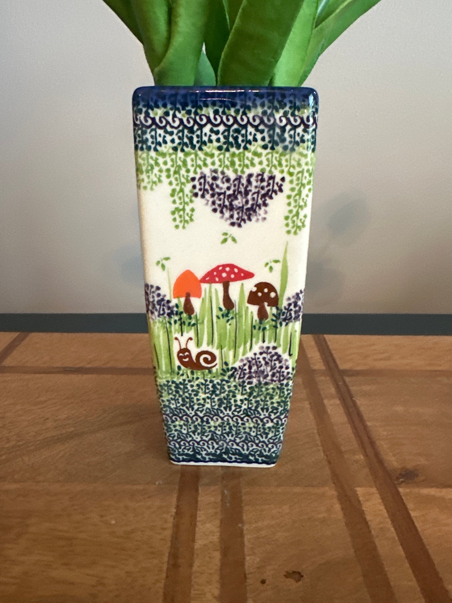 Galia Polish Pottery Mushroom and Snail Vase