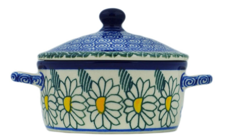 Ceramika Artystyczna Polish Pottery, Crazy Daisy, Jar with Lid and Handles