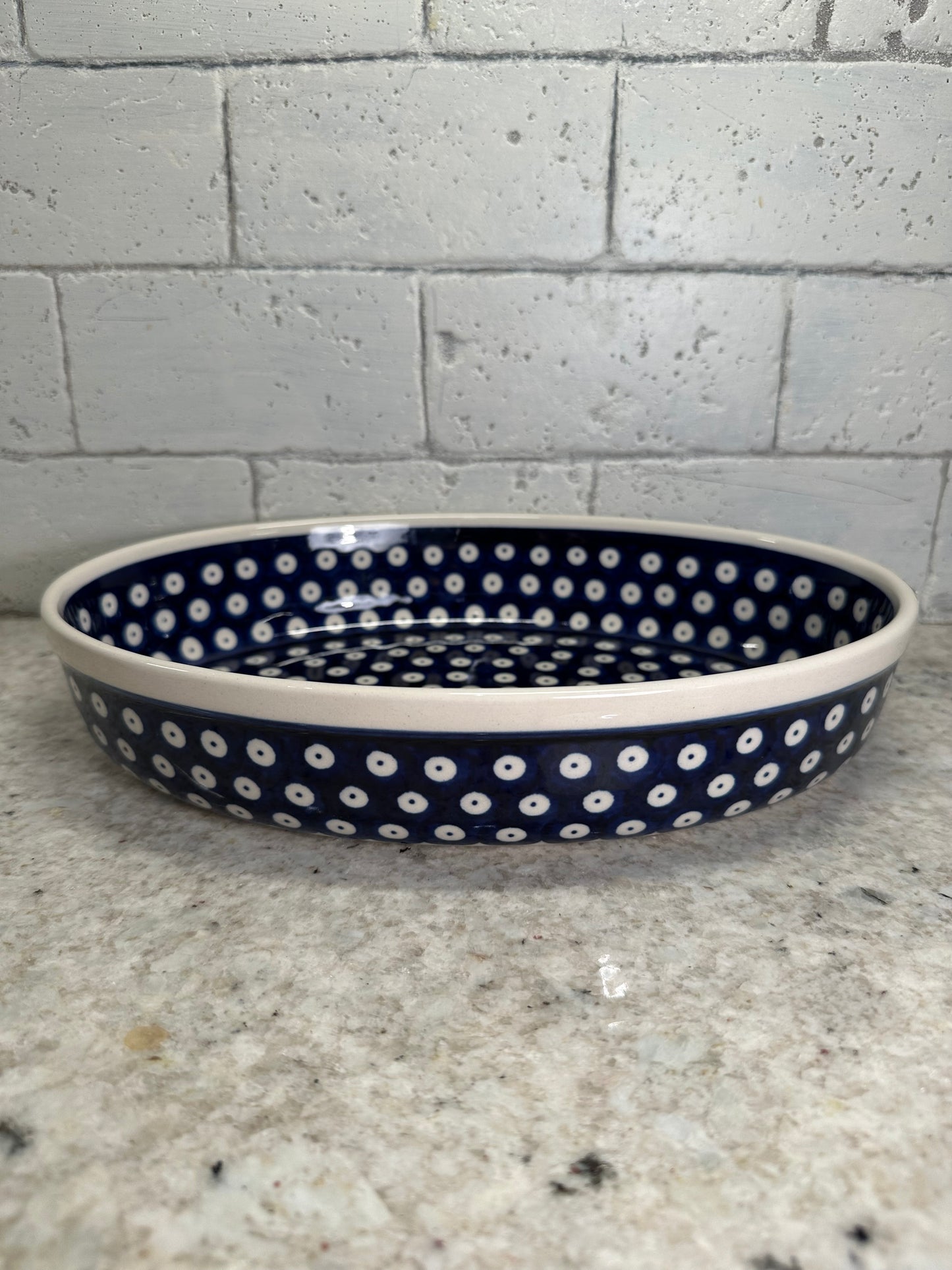 Zaklady Polish Pottery, Traditional Blue Eyes, Oval Baker