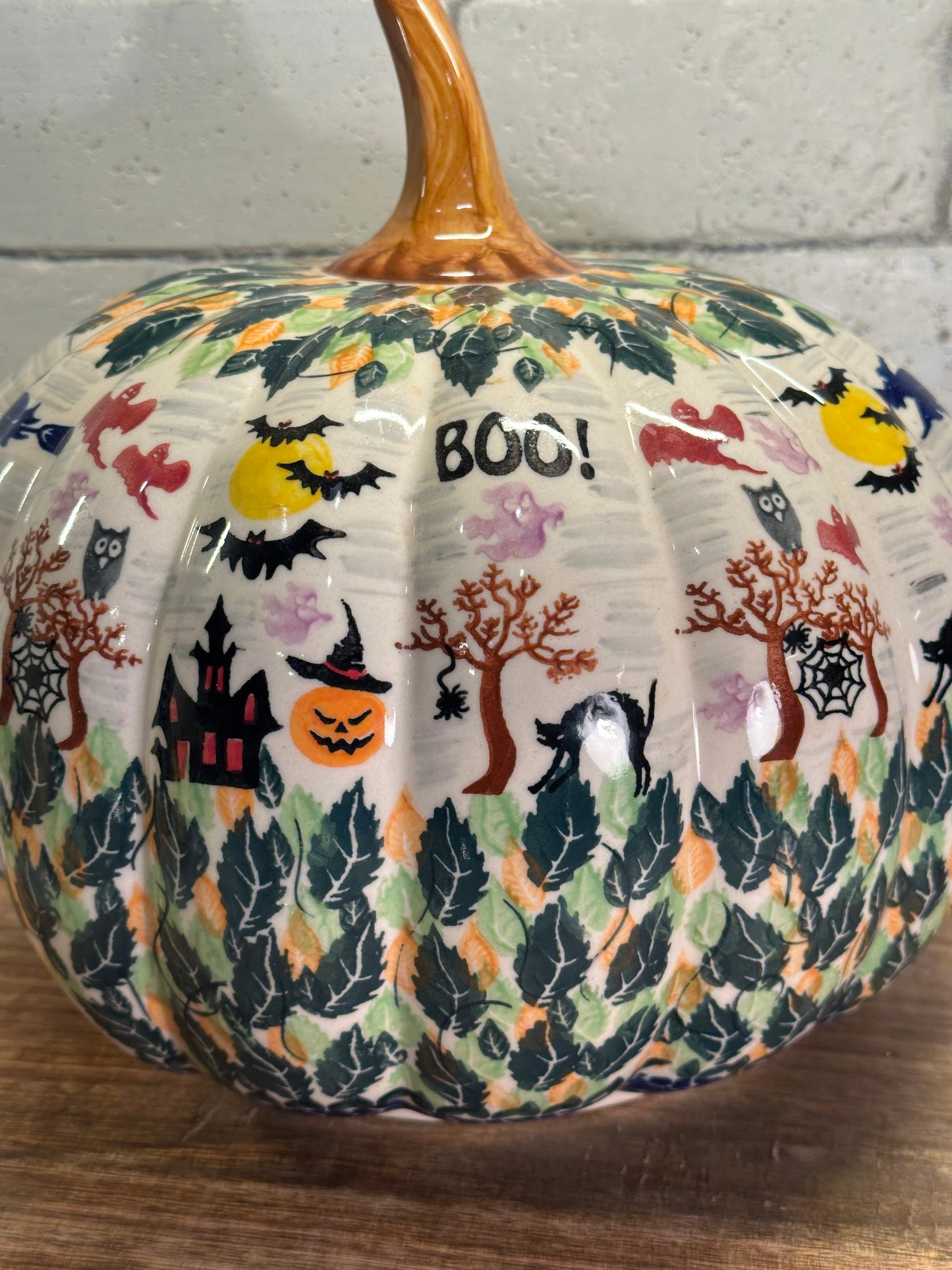 Kalich Polish Pottery, Unikat Halloween, XL Pumpkin Luminary