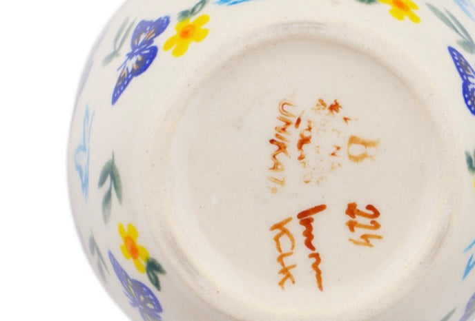 Vena Polish Pottery, Butterfly Ballet, Loop/Soup Mug with Handle