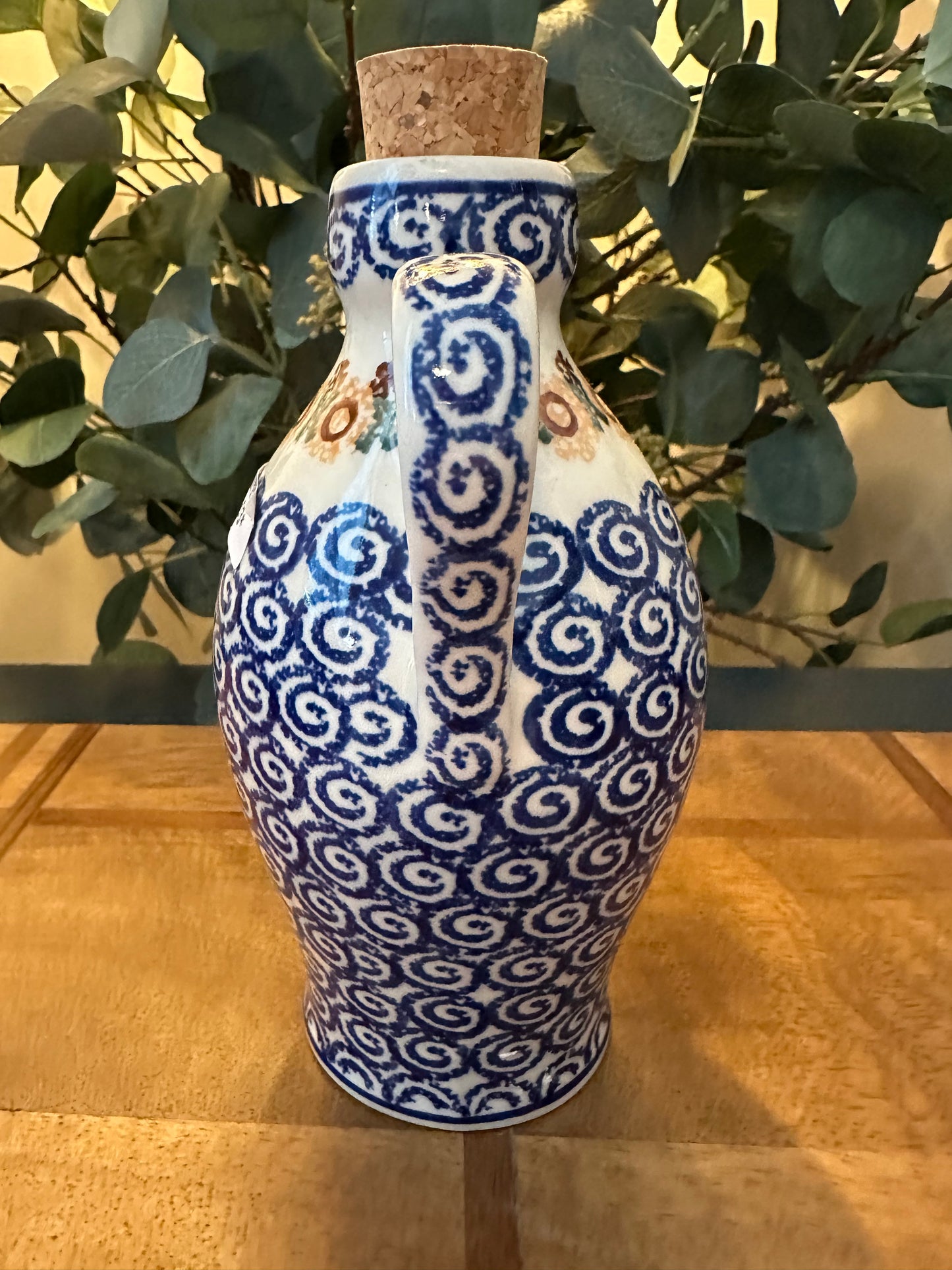 Ceramika Artystyczna Polish Pottery, Rustic Sunflower Chain, Bottle