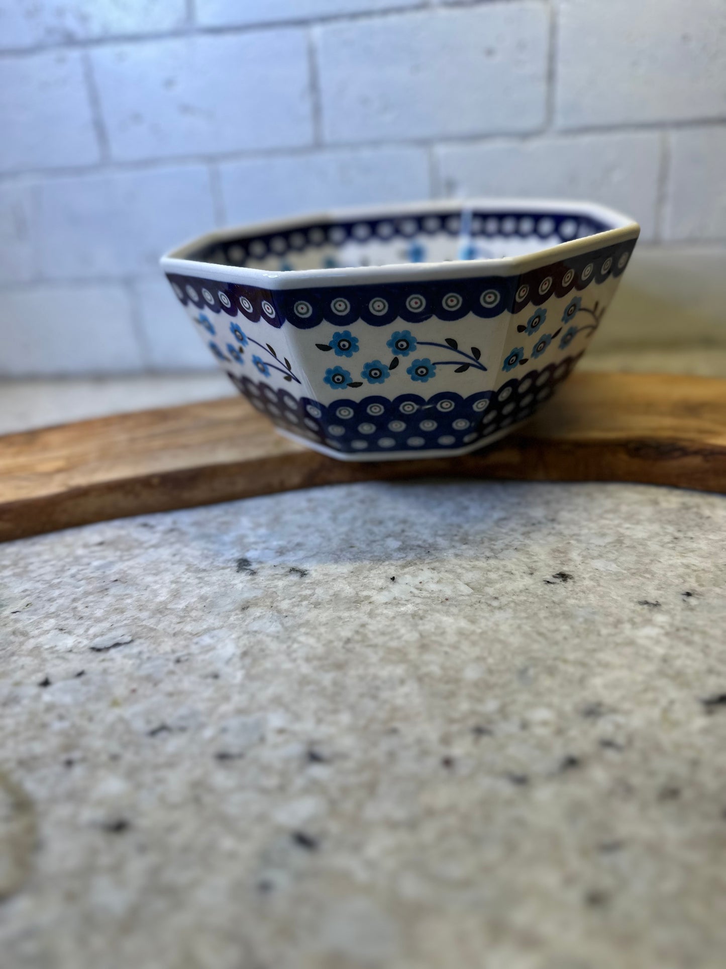 Zaklady Polish Pottery, Forget Me Not, Octagonal Bowl