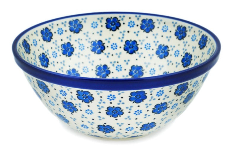 Ceramika Artystyczna Polish Pottery, Flowing Blues, Nesting/Mixing/Serving Bowl