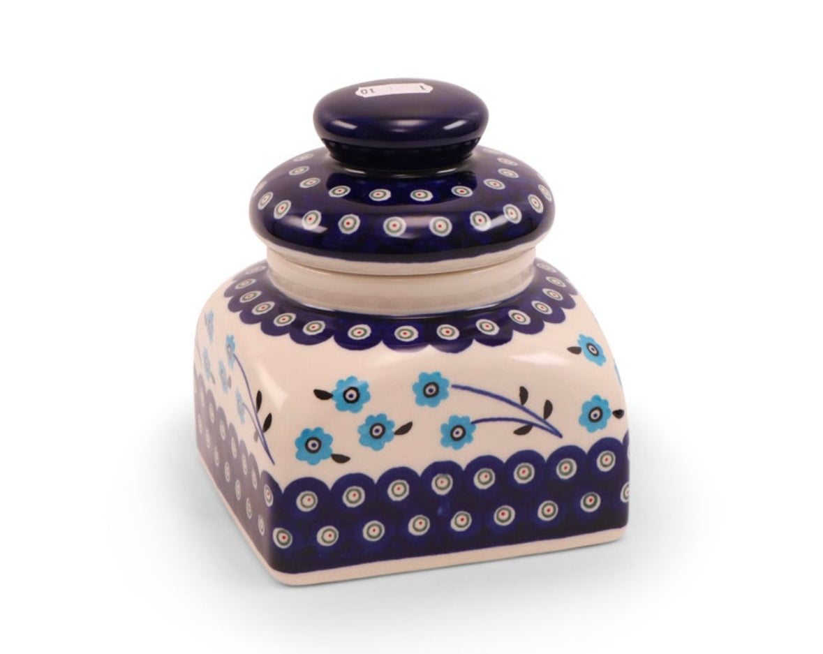 Zaklady Polish Pottery, Forget Me Not, Container with Lid