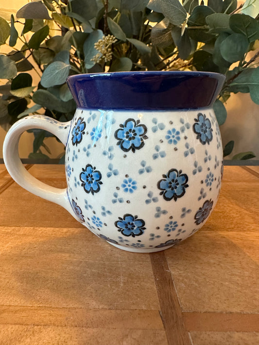 Ceramika Artystyczna Polish Pottery, Flowing Blues, Bubble Mug 16 oz.