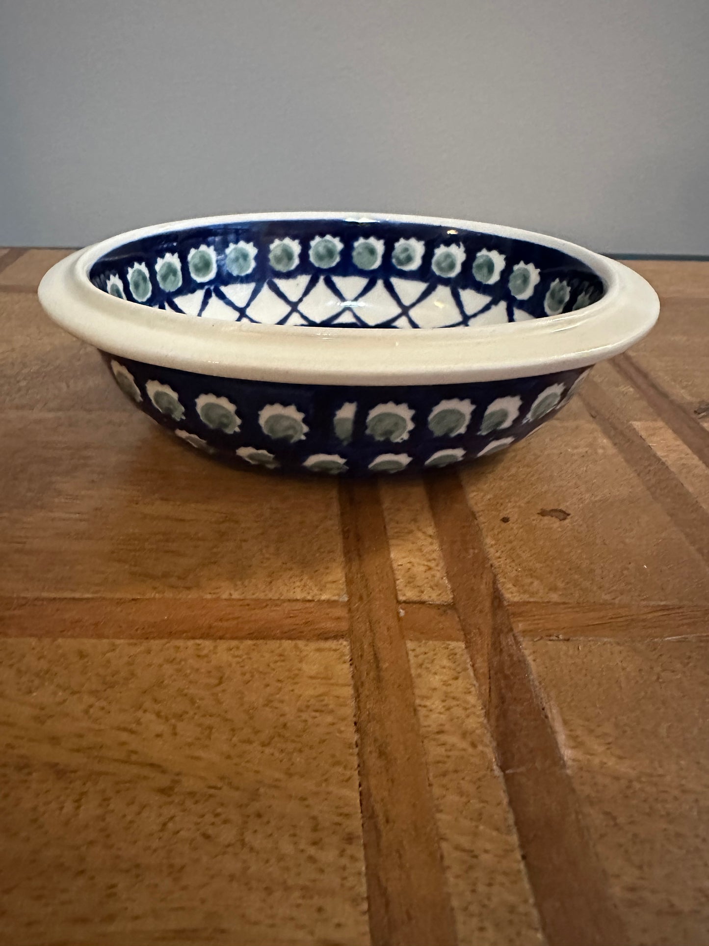 Zaklady Polish Pottery X Pattern Small Oval Bowl