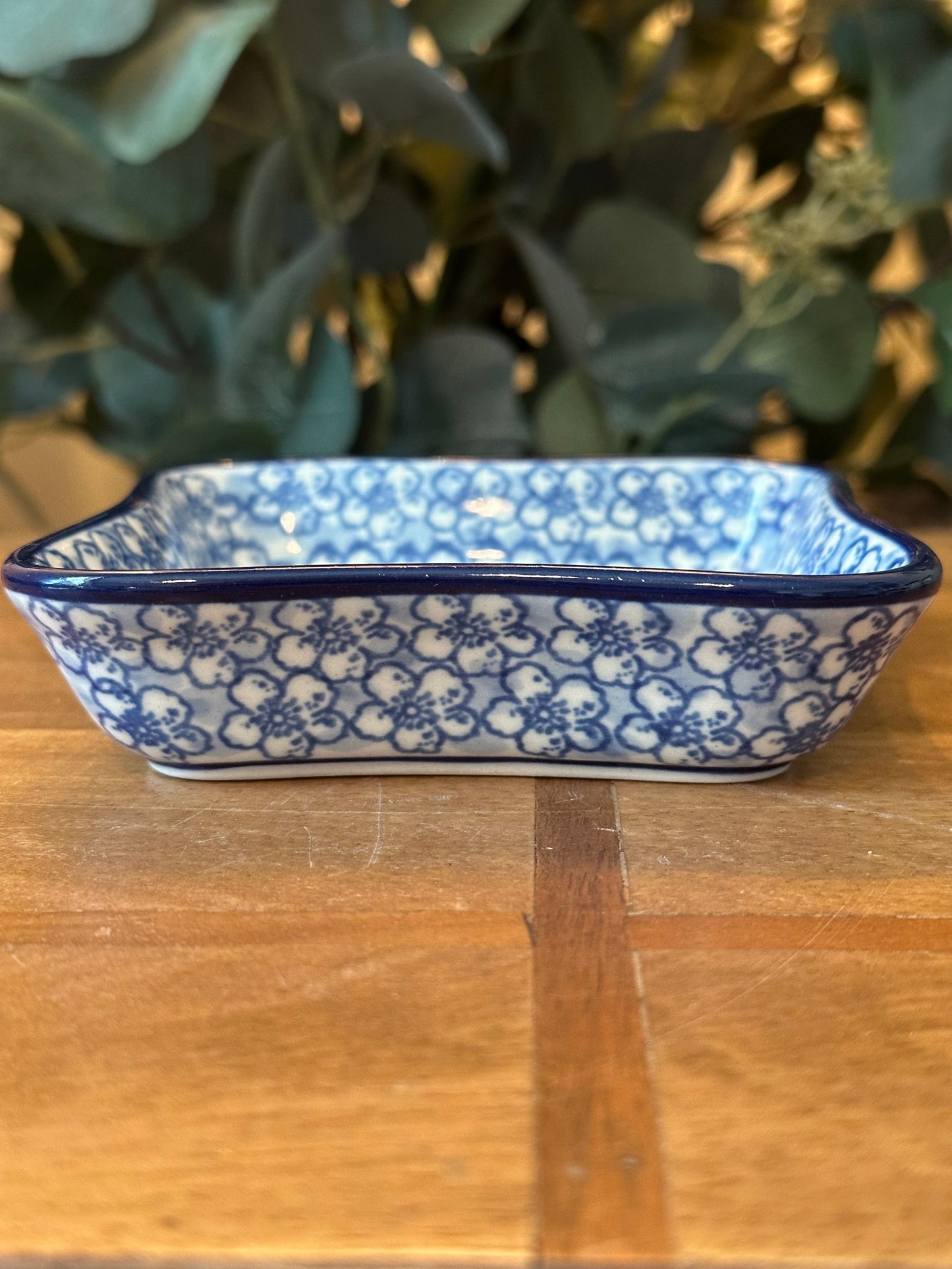 Ceramika Artystyczna Polish Pottery, Magical Blue, Square Small Bowl