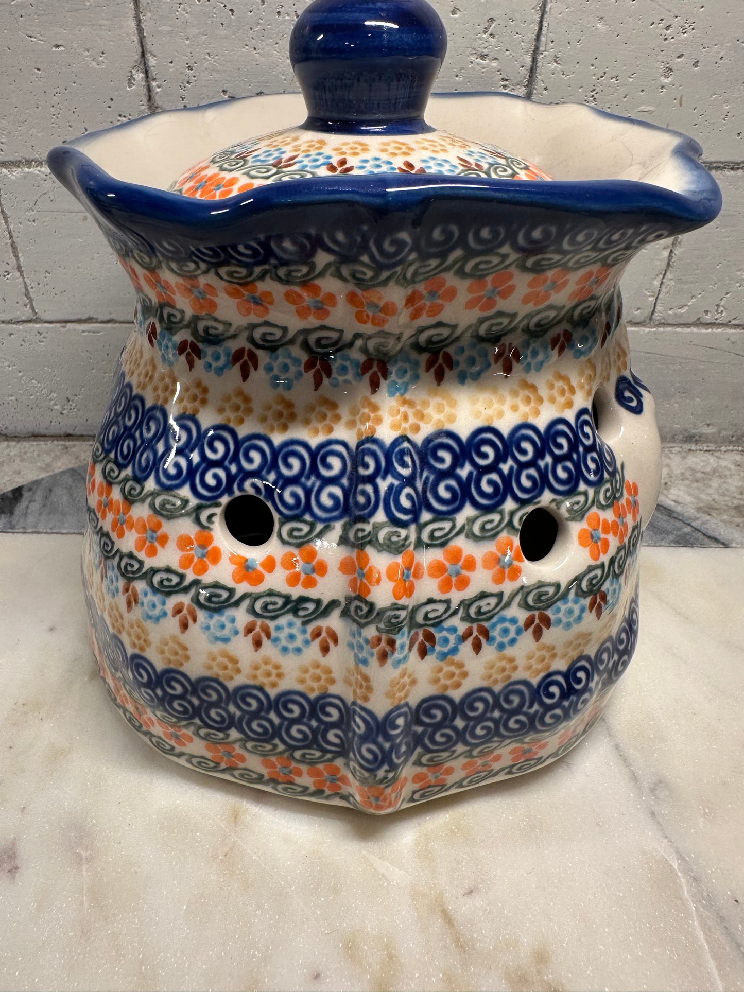 Andy Polish Pottery, Unikat, Garlic/Potato/Onion Covered Jar, Preowned