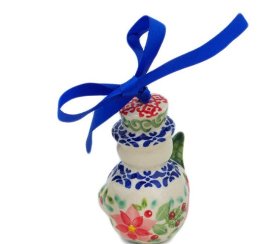 Manufaktura Polish Pottery, Precious Pentas, Snowman Ornament