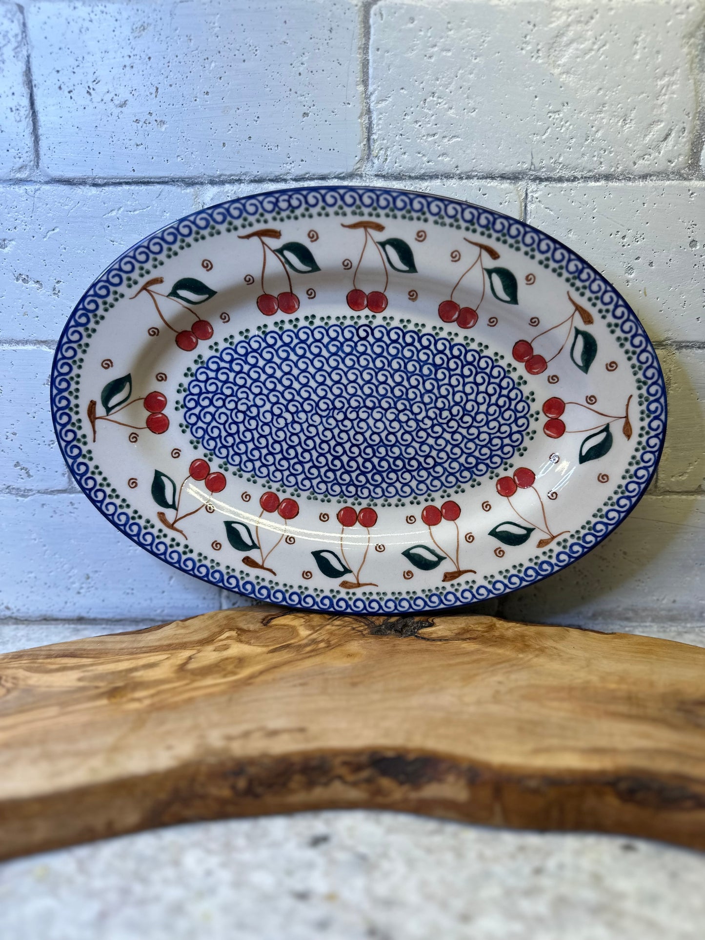 Millena Polish Pottery, Retro Cherry, Oval Platter