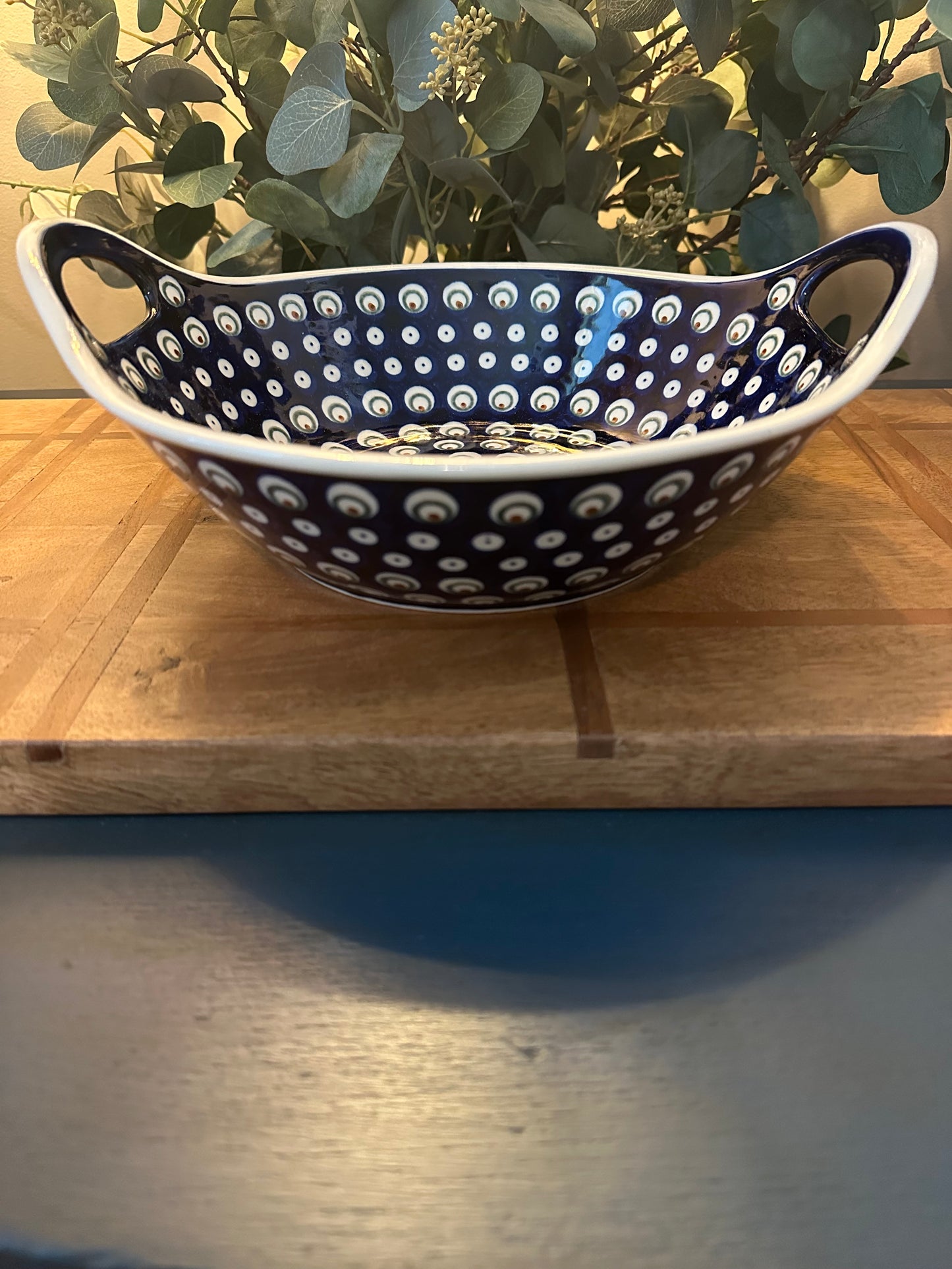 Zaklady Polish Pottery, Traditional Pattern,Private Eyes, Bowl with Handles
