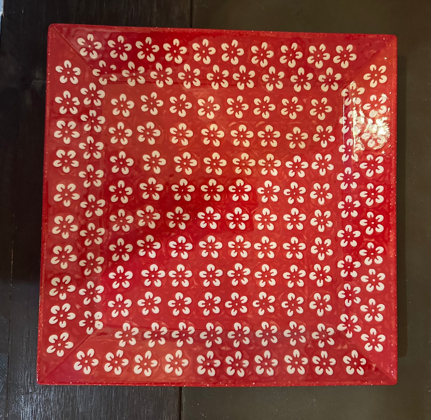 Manufaktura Red Blossom Square Plate/Platter