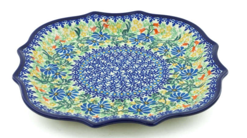 Ceramika Artystyczna Polish Pottery, Unikat Happy Daisy, 8 Point Plate