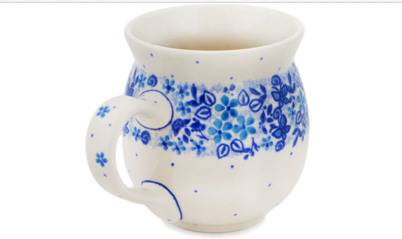 Ceramika Artystyczna Polish Pottery, Unikat Delicate Blue, Bubble Mug
