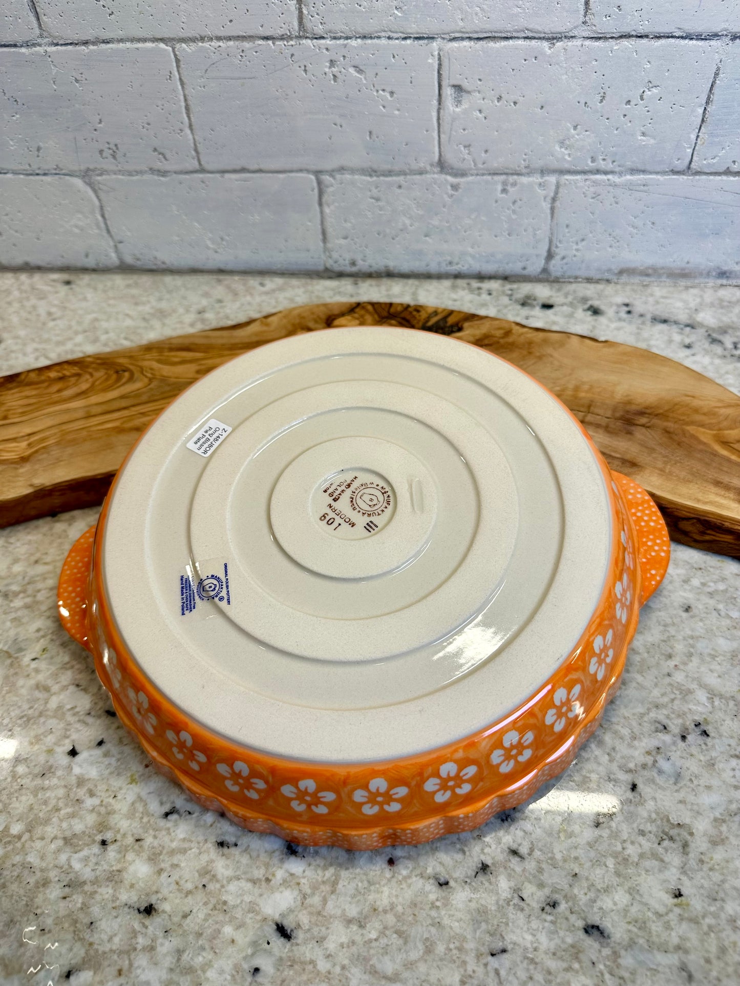 Manufaktura, Orange Blossom, Pie Plate with Handles