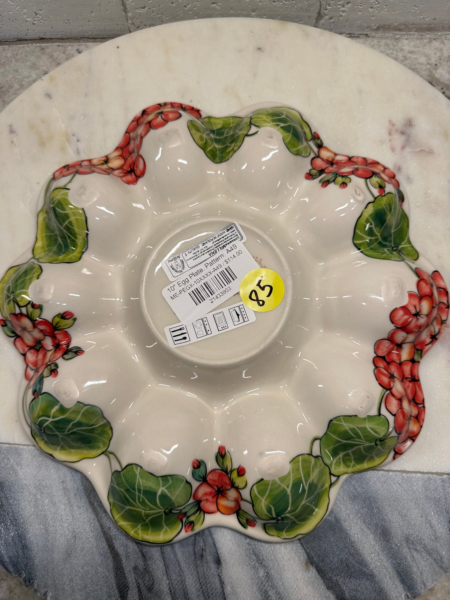 Millena Polish Pottery, Unikat Hydrangea, 10" Egg Plate