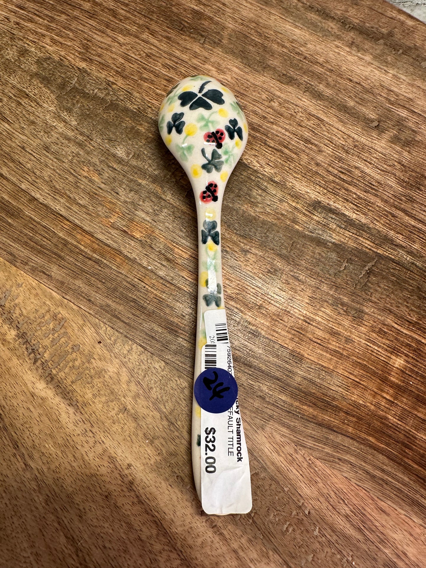 Vena Polish Pottery, Lucky Charm with Lady Bugs, Spoon