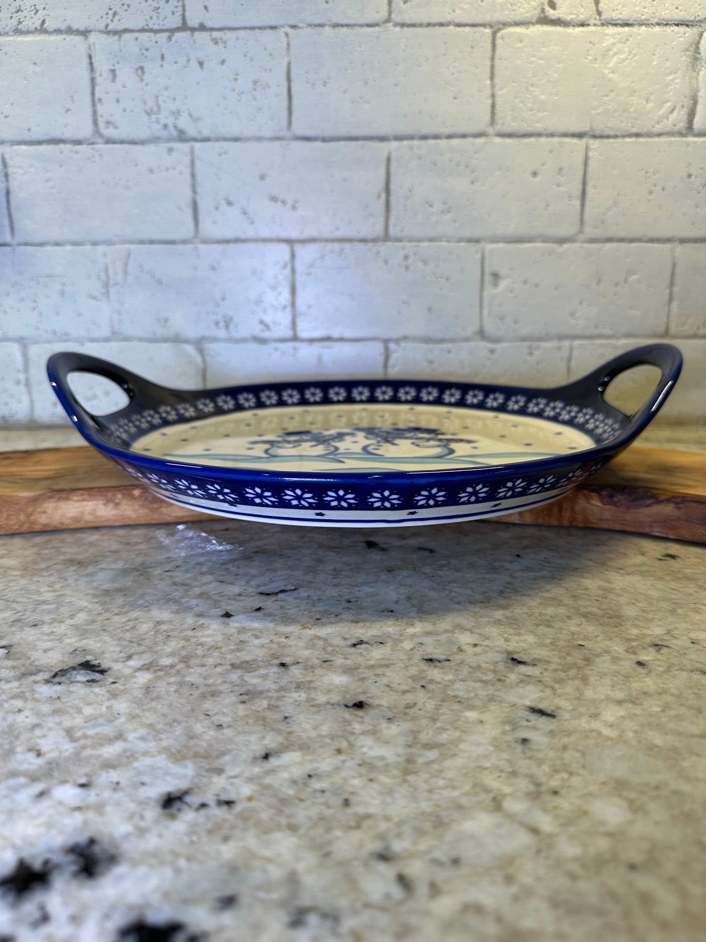 Zaklady Polish Pottery, Snow Buddies, Handled Serving Tray/Baker. Preowned