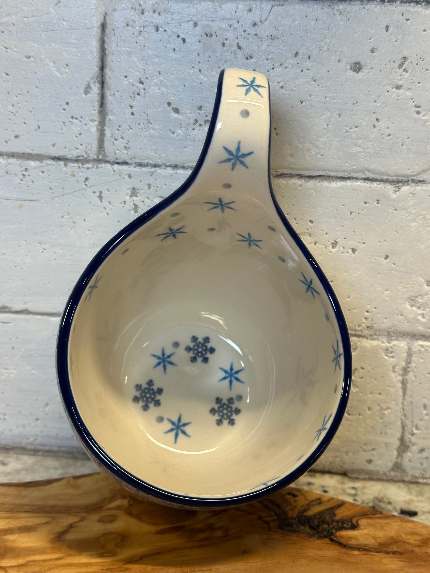 Ceramika Artystyczna, Blue/Silver Snowflakes, Loop/Soup Mug